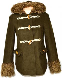 Dámský zelený kabát na vidlice s kapucí S, L
