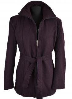 Kašmírový (70%) dámský fialový zateplený kabát s páskem Cavaricci  XXL