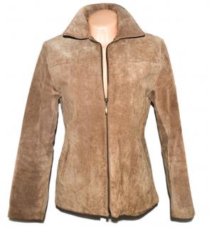KOŽENÁ dámská béžová broušená bunda na zip Milan Leather L