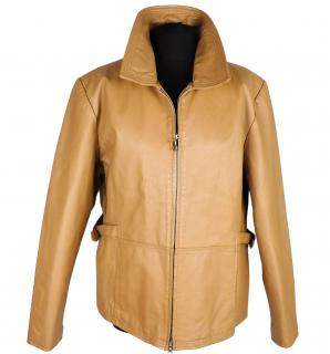 Kožená dámská béžová bunda FOR WOMEN  XL*