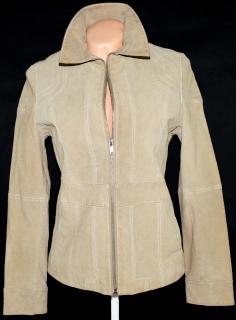 KOŽENÁ dámská broušená béžová bunda na zip WILSONS M