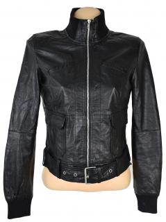KOŽENÁ dámská černá bunda s páskem na zip ZARA Trafaluc M