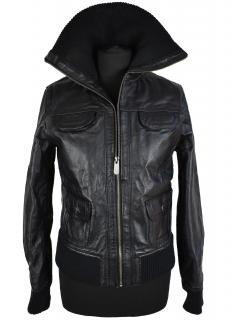 KOŽENÁ dámská černá měkká bunda na zip East Village S, M, XXL