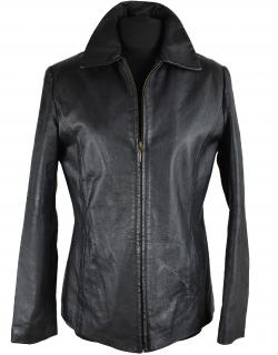 KOŽENÁ dámská černá měkká bunda na zip GINA MARIOLANO M, L, XL