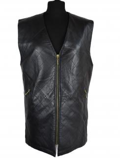 KOŽENÁ dámská černá měkká prošívaná vesta na zip New Identity L/XL