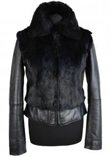 KOŽENÁ dámská černá měkká zimní bunda s pravou kožešinou Terranova M