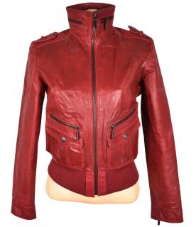KOŽENÁ dámská červená bunda na zip Papion 36