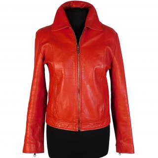 Kožená dámská červená bunda na zip Senza Max 36*