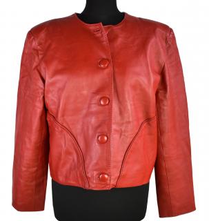 KOŽENÁ dámská červená měkká bunda XL