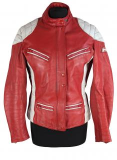KOŽENÁ dámská červená zateplená moto bunda Polo S