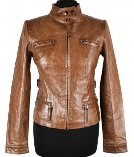 KOŽENÁ dámská hnědá bunda na zip Buxter Leather XS