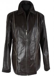 KOŽENÁ dámská hnědá měkká bunda na zip Victor Collection 44