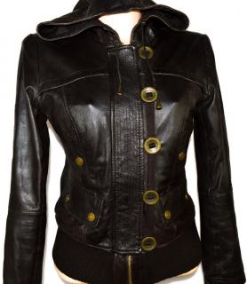 KOŽENÁ dámská hnědá měkká bunda RIVER ISLAND XS