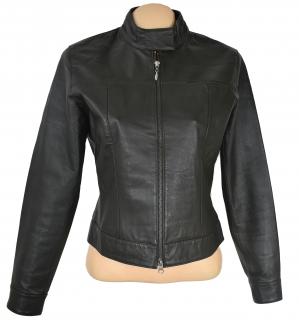KOŽENÁ dámská khaki zelená bunda na zip Helline 12/38