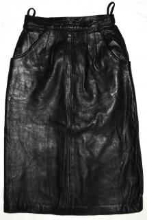KOŽENÁ dámská měkká černá sukně UK 10