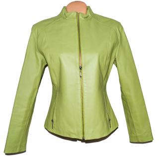 KOŽENÁ dámská měkká zelená bunda na zip Martinek L