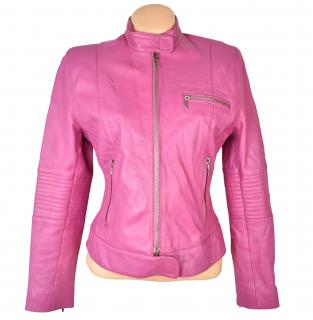 KOŽENÁ dámská růžová měkká bunda na zip GIPSY M
