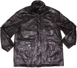 KOŽENÁ pánská černá bunda na zip, knoflíky XL