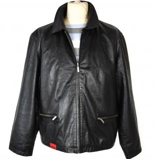 KOŽENÁ pánská černá měkká bunda na zip Offset XL