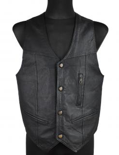 KOŽENÁ pánská černá měkká vesta Inter Leather L