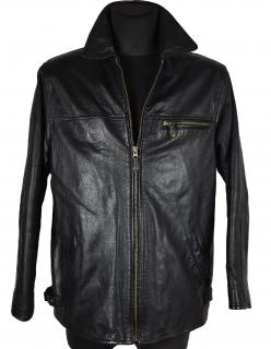 KOŽENÁ pánská černá měkká zateplená bunda na zip CERO 48, 52, 56