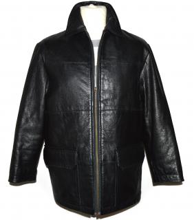 KOŽENÁ pánská černá měkká zateplená bunda na zip Leder Pellicce S/M