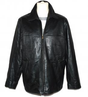 KOŽENÁ pánská černá měkká zateplená bunda na zip Marks&Spencer L/XL