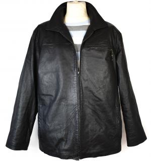 KOŽENÁ pánská černá měkká zateplená bunda na zip Mauro Ferrini XL