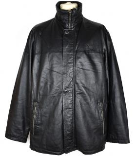 KOŽENÁ pánská černá měkká zateplená bunda na zip XL
