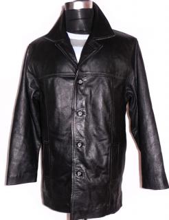 KOŽENÁ pánská černá zateplená bunda M