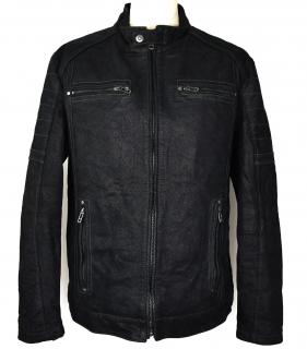 KOŽENÁ pánská černá zateplená bunda na zip Angelo Litrico XL