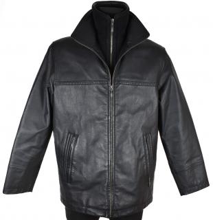 KOŽENÁ pánská černá zateplená bunda na zip Canda 48