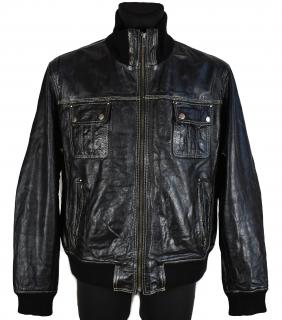KOŽENÁ pánská černá zateplená bunda na zip EVOCO XL/XXL