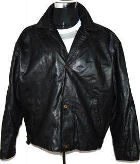 KOŽENÁ pánská černá zateplená bunda na zip, knoflíky Grolsch XL