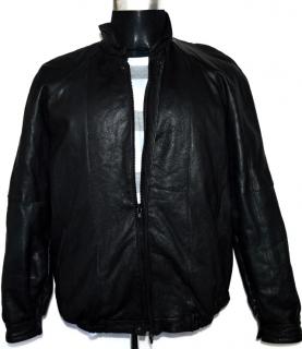 KOŽENÁ pánská černá zateplená bunda na zip L