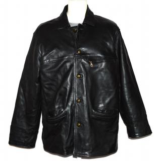KOŽENÁ pánská černá zateplená bunda XL