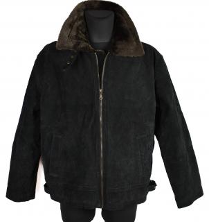 KOŽENÁ pánská černá zimní semišová bunda na zip David Club XL - s cedulkou