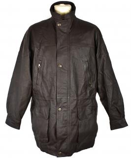 KOŽENÁ pánská hnědá zateplená bunda na zip Smooth Collection XL