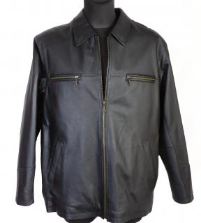 KOŽENÁ pánská měkká černá bunda na zip  JOHN F. GEE L, XL, XL/XXL