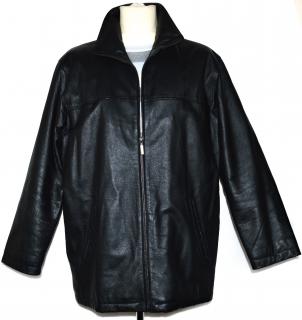 KOŽENÁ pánská měkká černá zateplená bunda na zip L