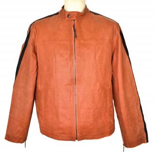 KOŽENÁ pánská oranžová bunda na zip Roy/Rene L