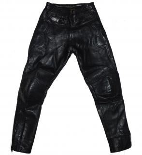 KOŽENÉ černé motorkářské kalhoty Skintan S