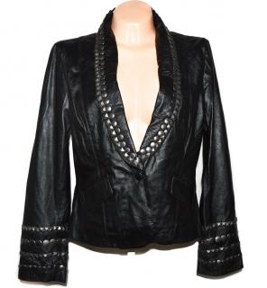 KOŽENÉ dámské černé měkké sako s doplňky CKN XL