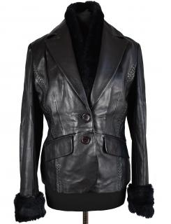 KOŽENÉ dámské černé měkké sako s kožíškem Jobis Luxury M