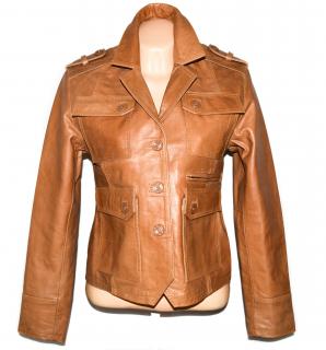 KOŽENÉ dámské hnědé měkké sako Afghan Leather M