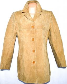 KOŽENÝ dámský béžový kabát WS Leather L/XL