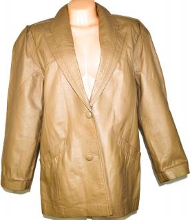 KOŽENÝ dámský béžový kabát XL
