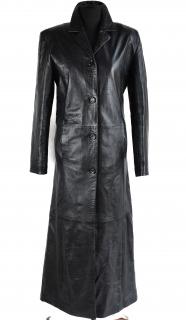 KOŽENÝ dámský černý dlouhý měkký kabát M