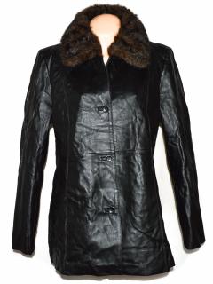 KOŽENÝ dámský černý kabát s kožíškem Centigrade XXL