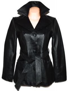KOŽENÝ dámský černý kabát s páskem East5th S